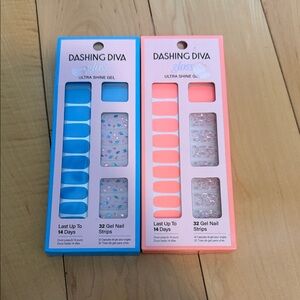 2-Pack Dashing Diva Gloss Ultra Shine Gel Nail Strips Blue & Coral 32 Strips